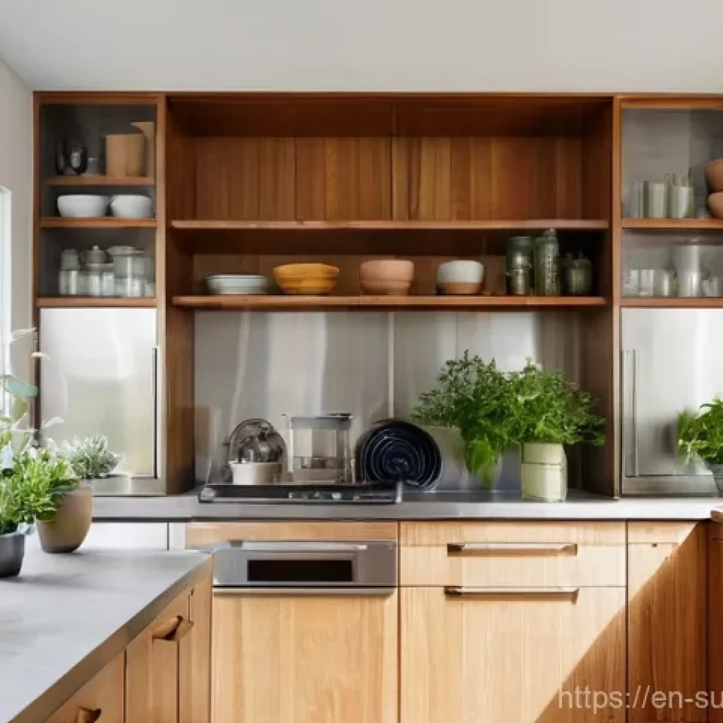 친환경 리노베이션의 광고 및 마케팅 전략 - **Prompt:** A split image, showcasing a "before and after" sustainable kitchen renovation. The "befo...