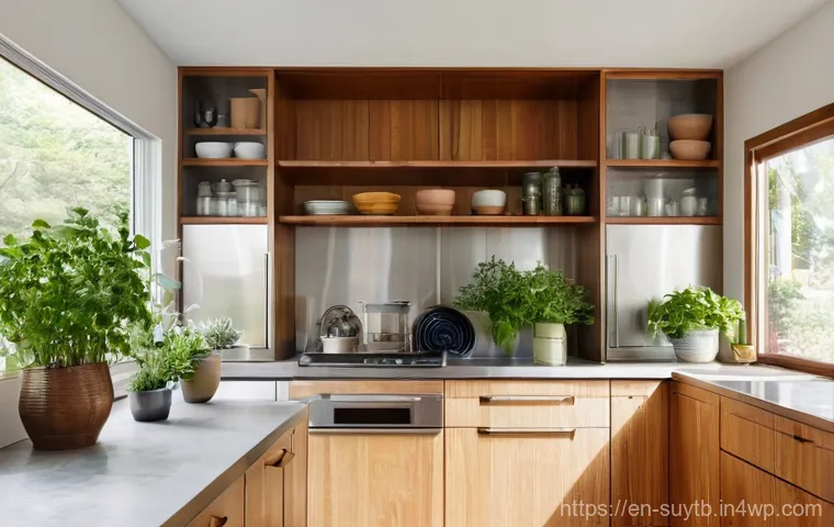 친환경 리노베이션의 광고 및 마케팅 전략 - **Prompt:** A split image, showcasing a "before and after" sustainable kitchen renovation. The "befo...